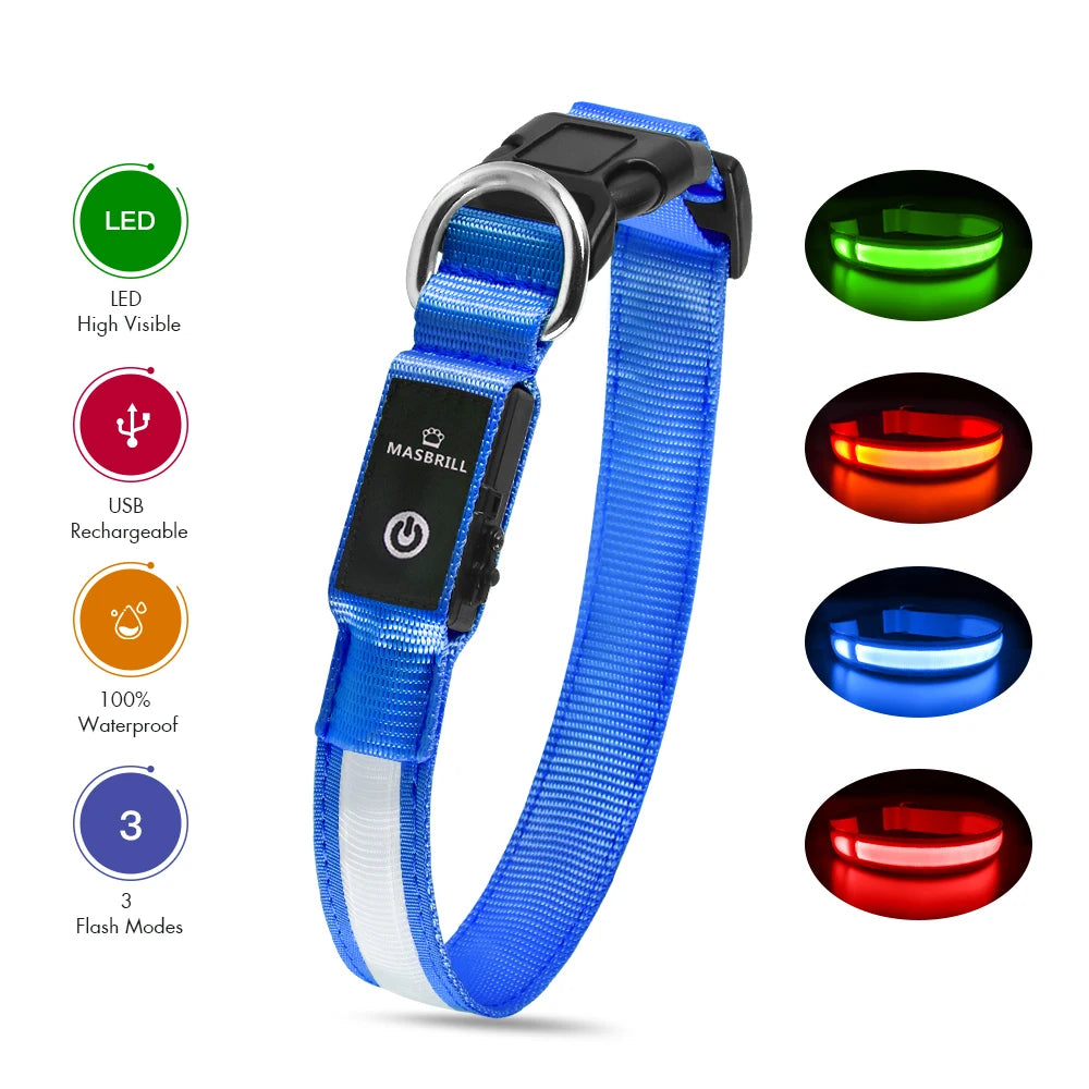Dog Collar Luminous Waterpoof Safety Collars