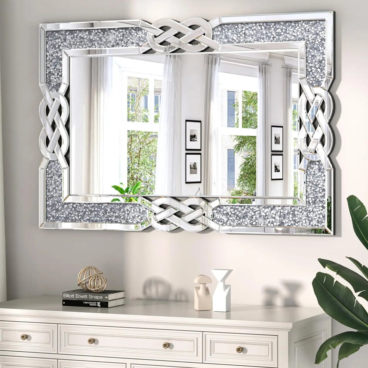 Large Crystal Crush Diamond Decorative Wall Mirror