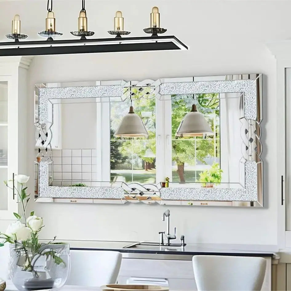 Large Crystal Crush Diamond Decorative Wall Mirror