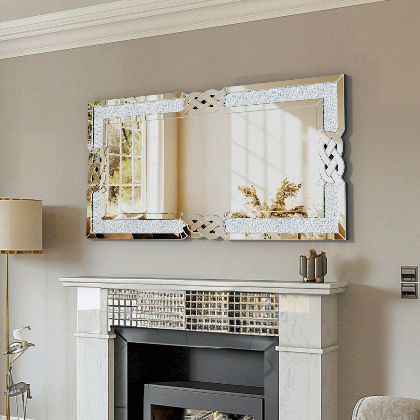 Large Crystal Crush Diamond Decorative Wall Mirror