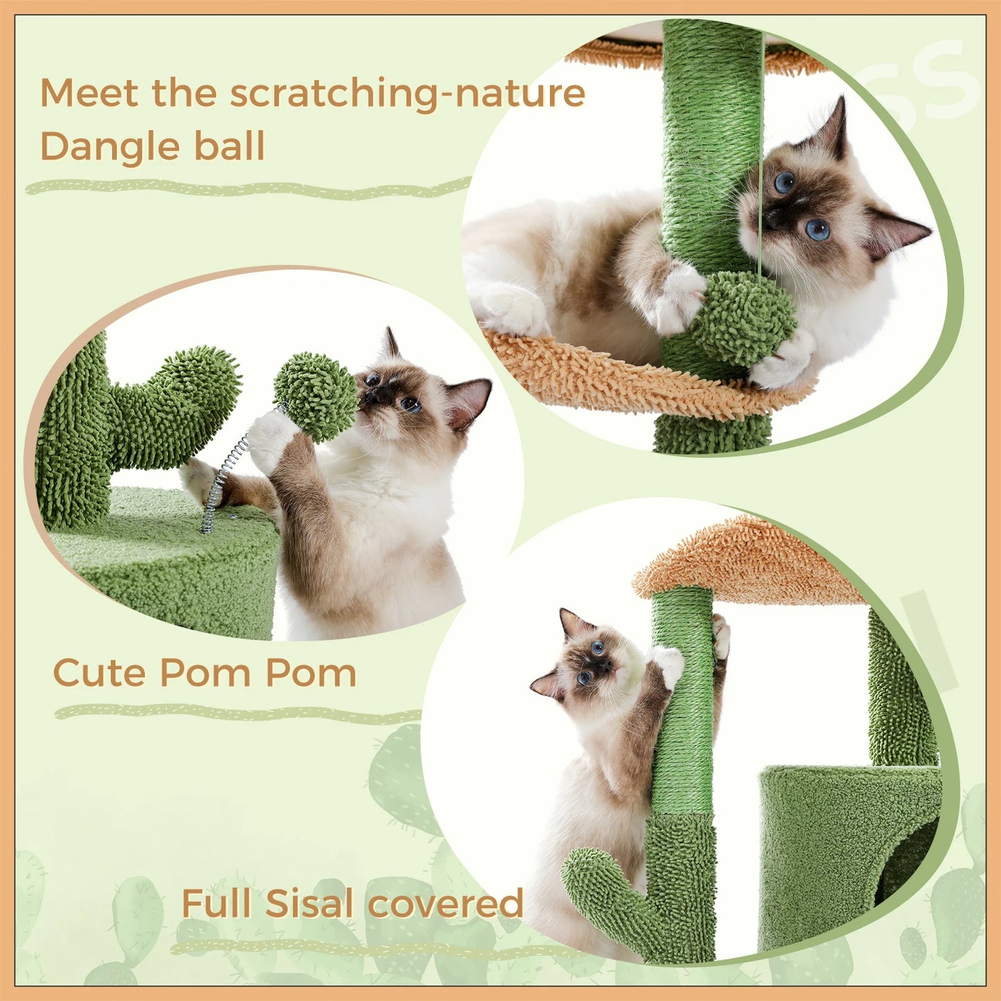 Festive Cat Scratching Post/Tower, Sisal Rope Cat Climbing Frame