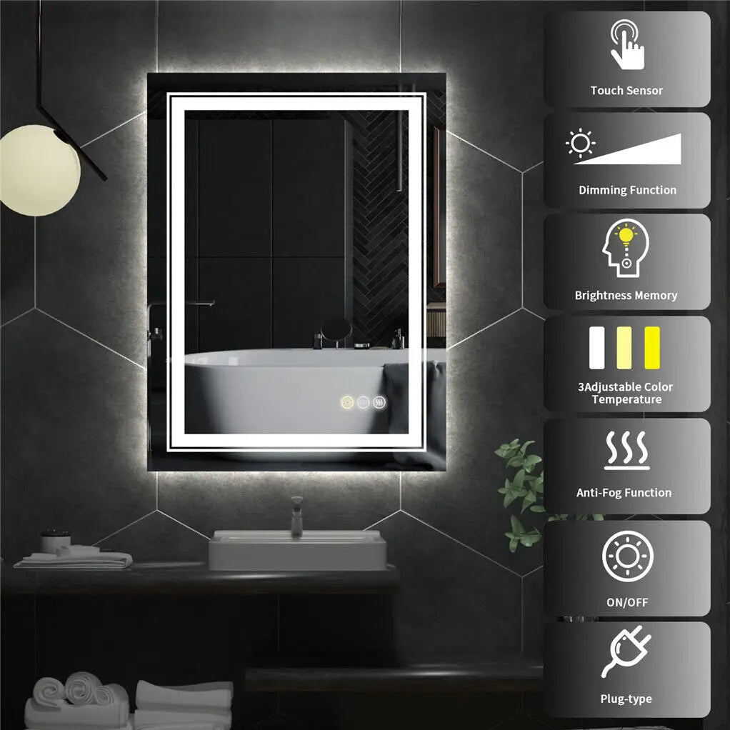 Dual Lights Crystal Clear LED Bathroom Makeup Mirror