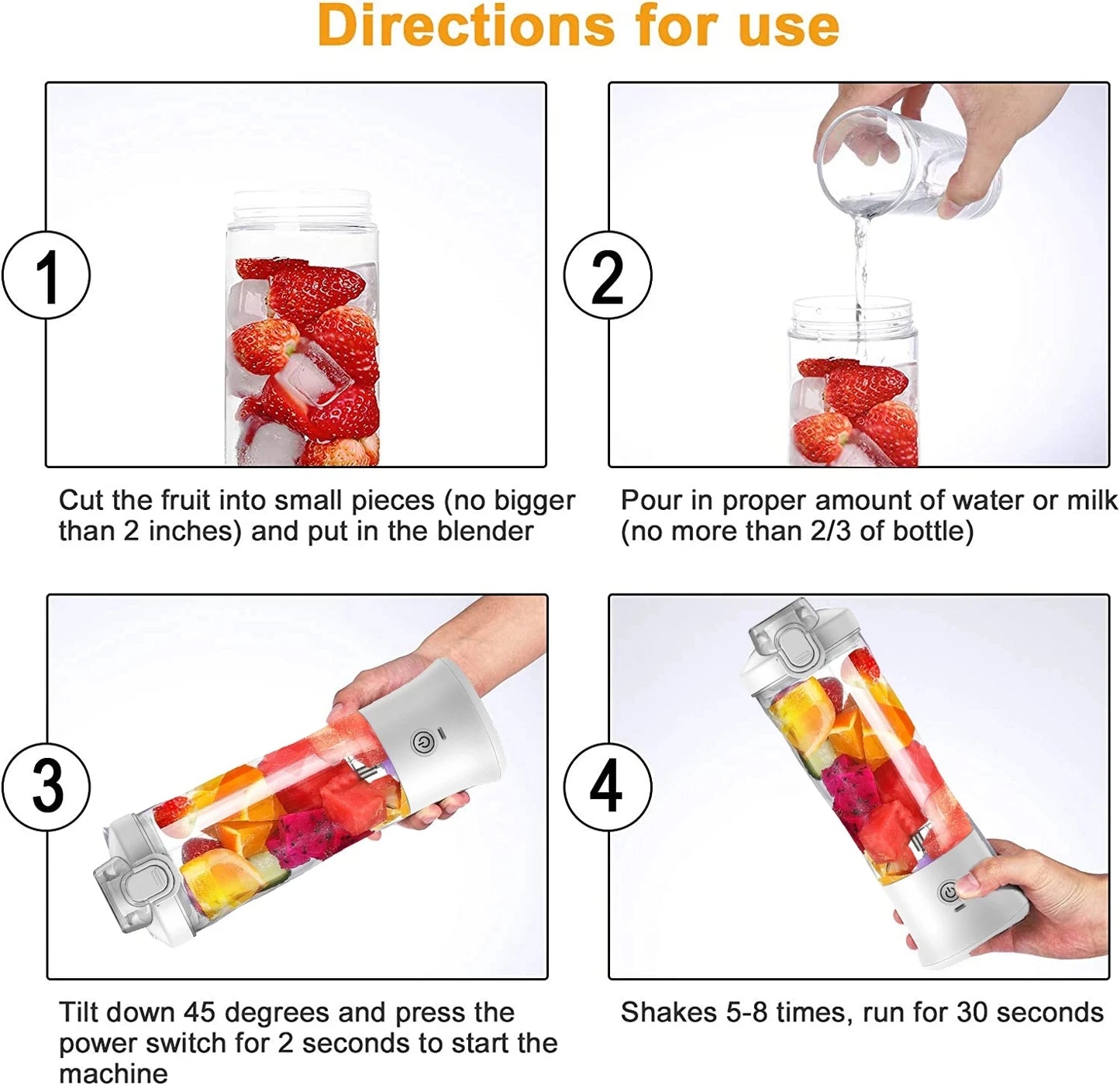 Portable Blender 600ML Electric Juicer Fruit Mixers USB Rechargeable