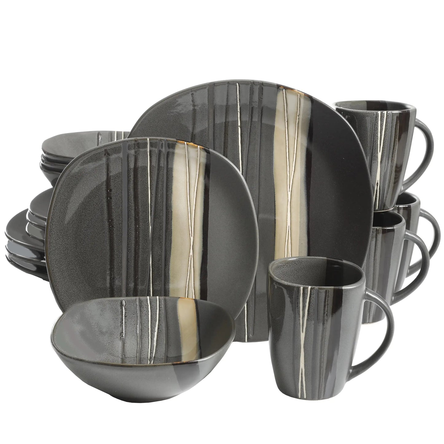 Better Homes & Gardens Bazaar Dinnerware, Gray, Set Of 16