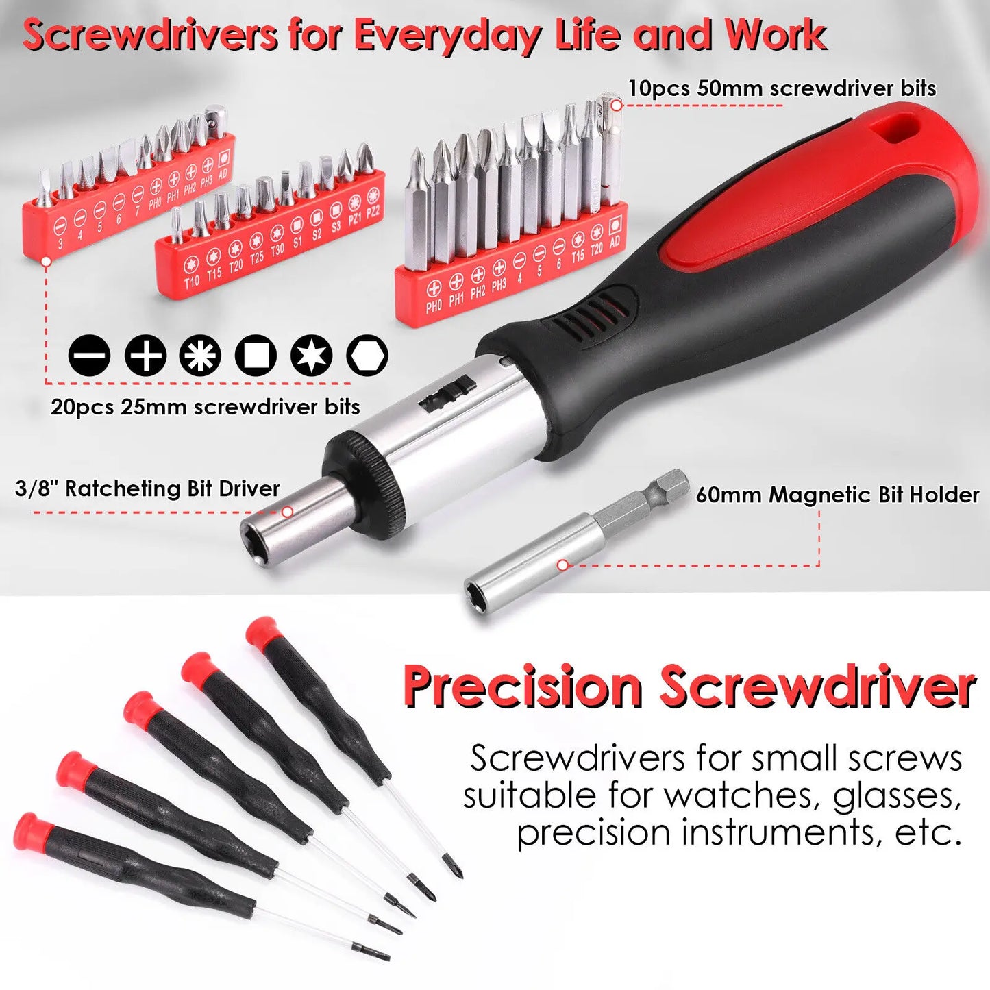198-Piece Hand-Tool, Ratchet-Socket, Screwdriver, Home, Car, Repair Tool-Set