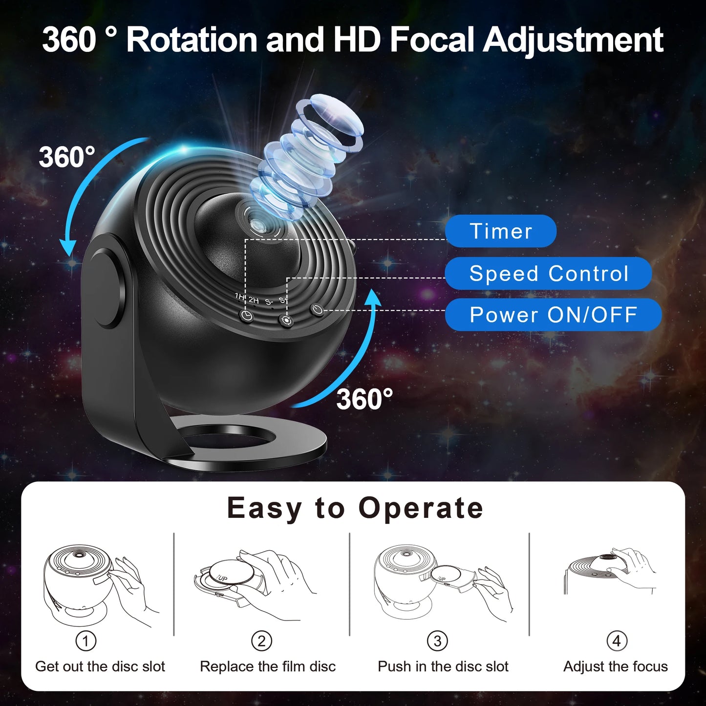Galaxy, Planetarium Star Projector, Realistic Starry Night Sky