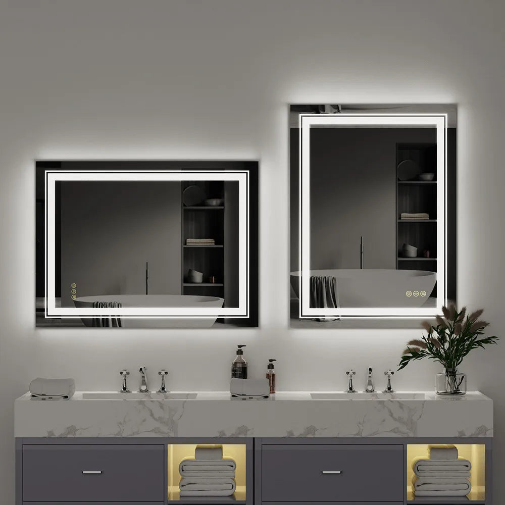 Dual Lights Crystal Clear LED Bathroom Makeup Mirror