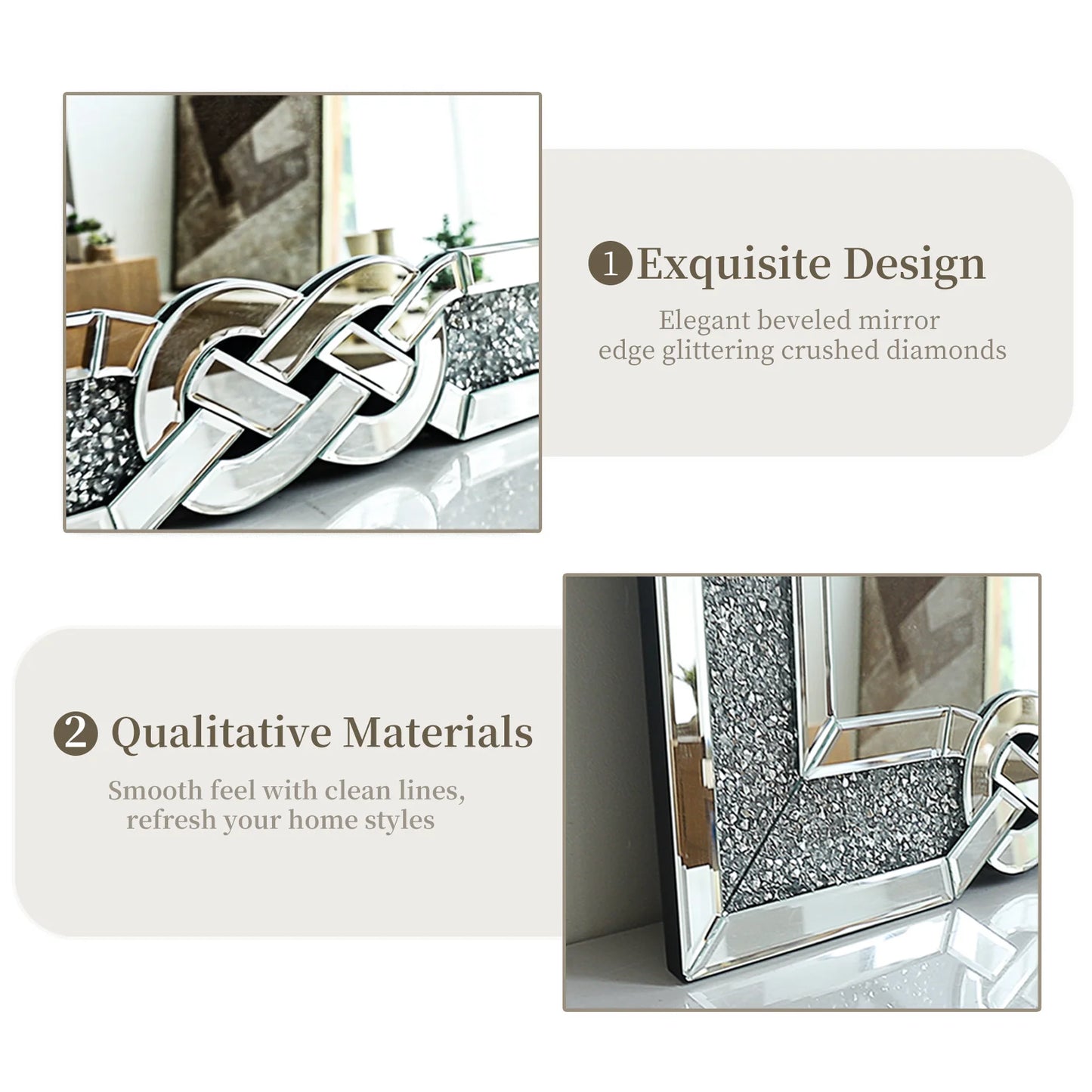 Large Crystal Crush Diamond Decorative Wall Mirror