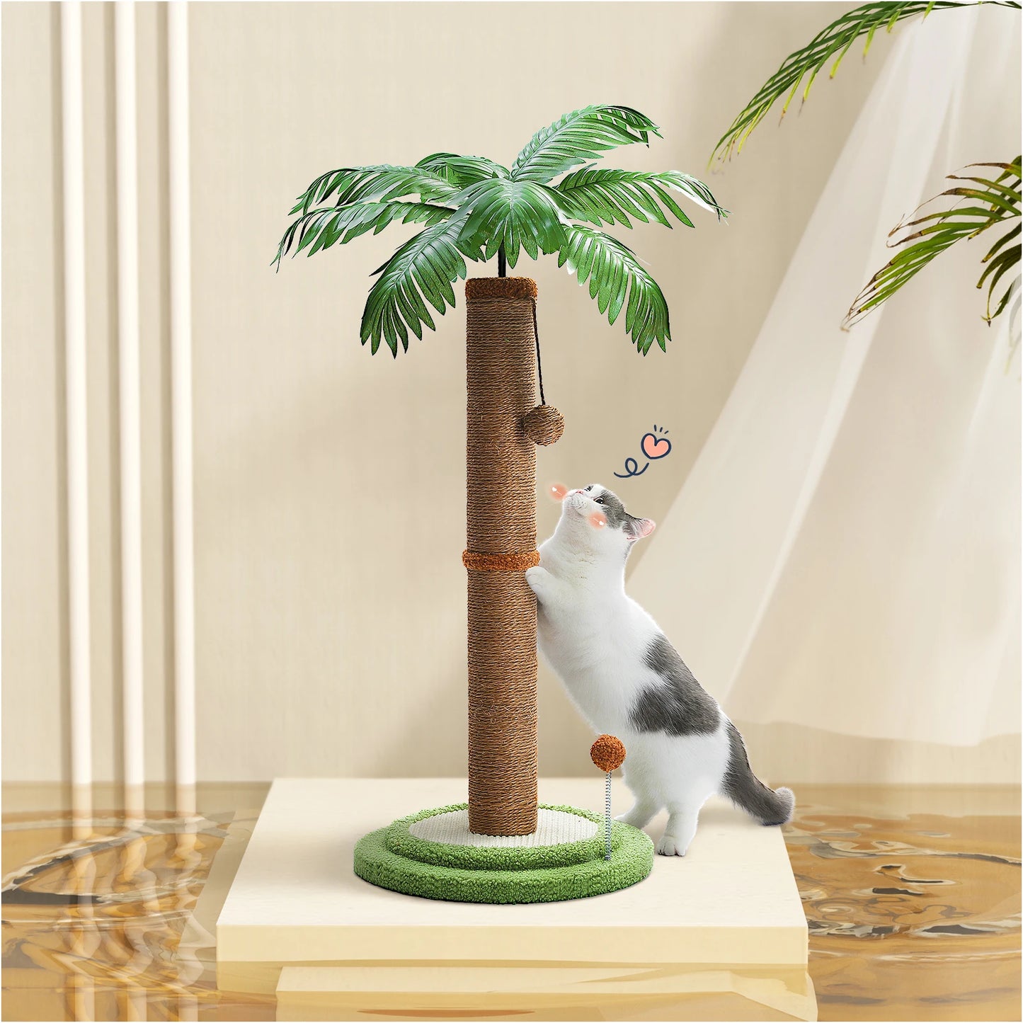 Cat Scratching Post with Interactive Covered Sisal Balls