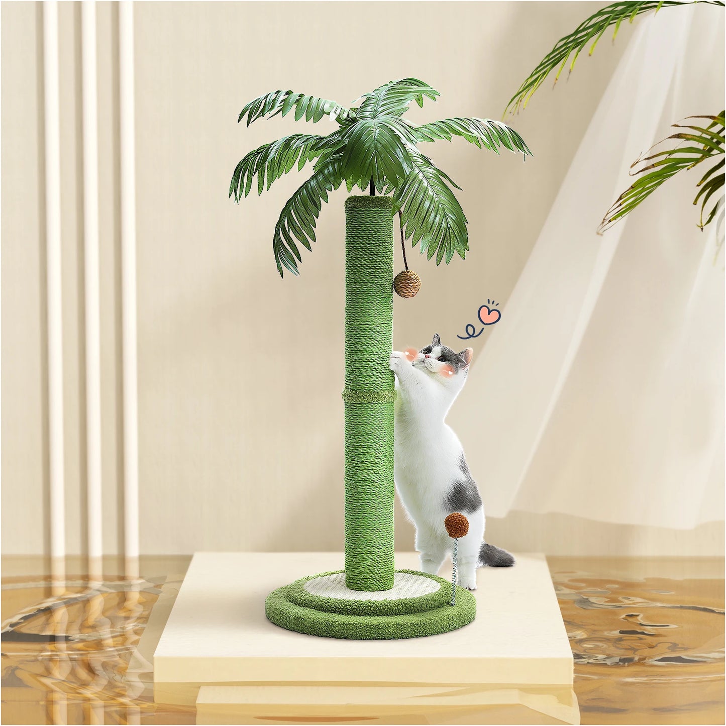 Cat Scratching Post with Interactive Covered Sisal Balls