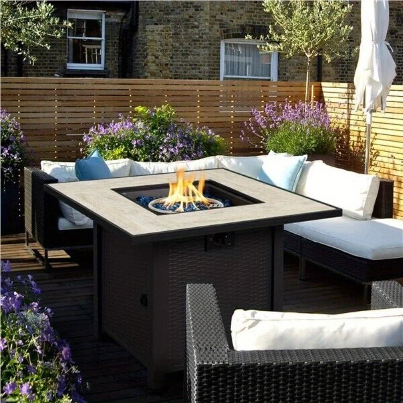 30" Square Outdoor Propane Gas Fire Pit Table