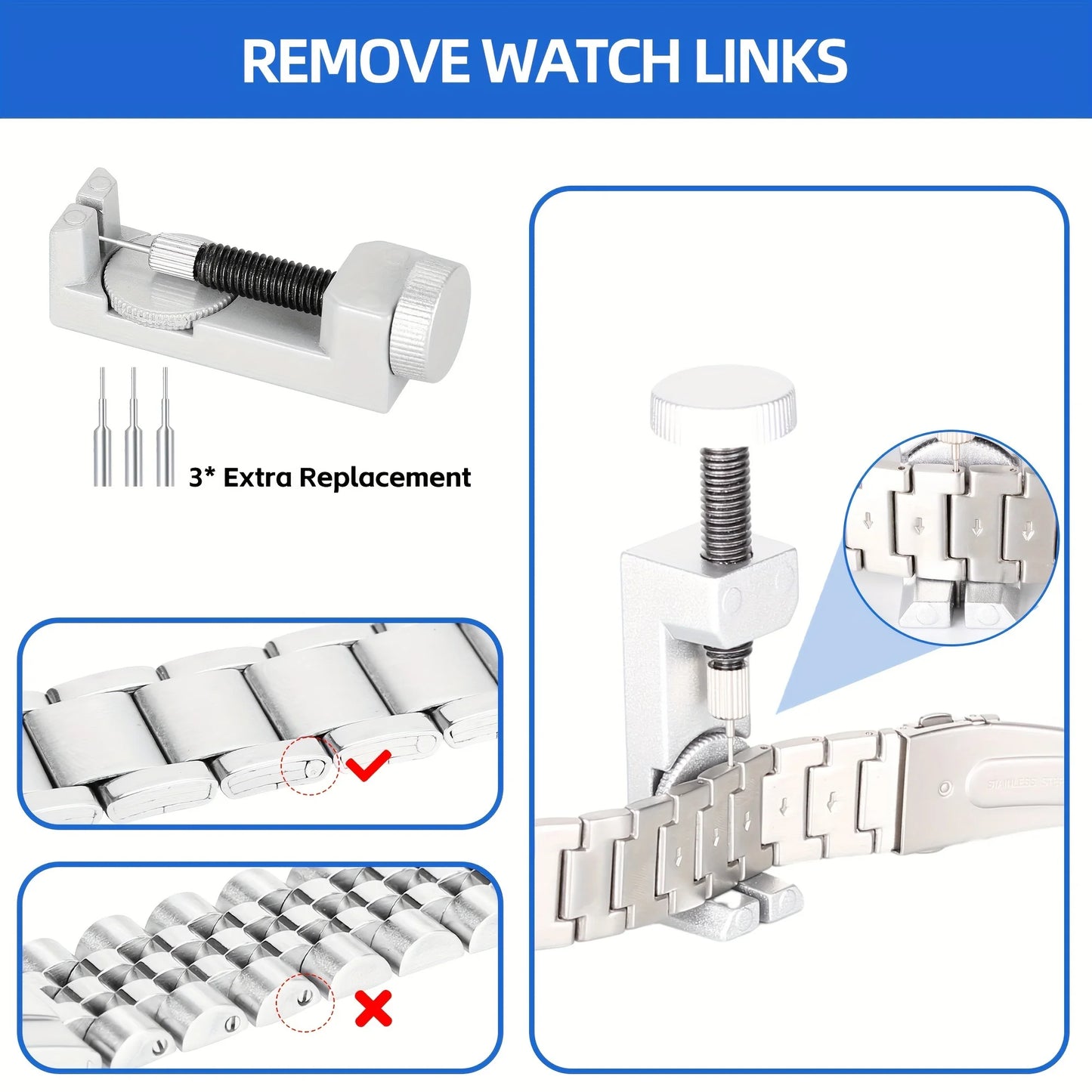 Professional Watch Repair Tool Kit, 224pcs, Professional Spring Bar