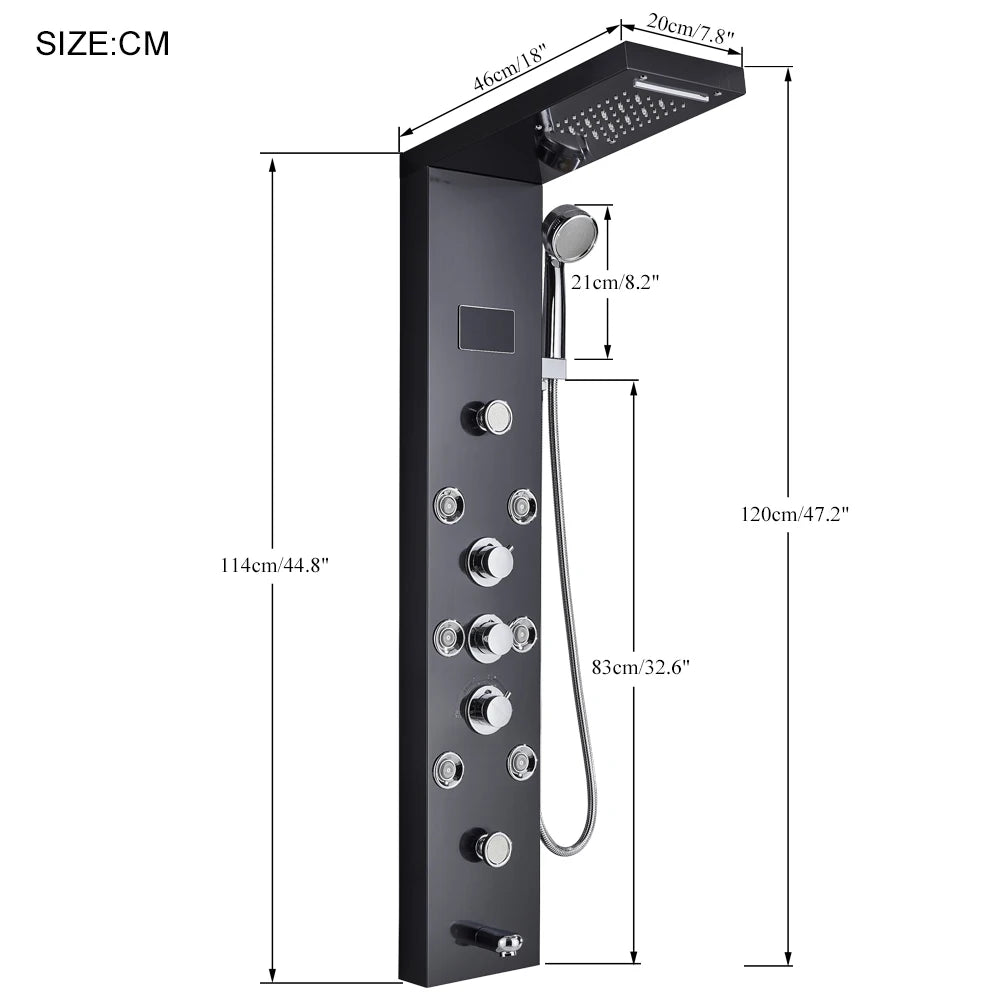 LED Rain Shower Waterfall Digital Display Faucet Set