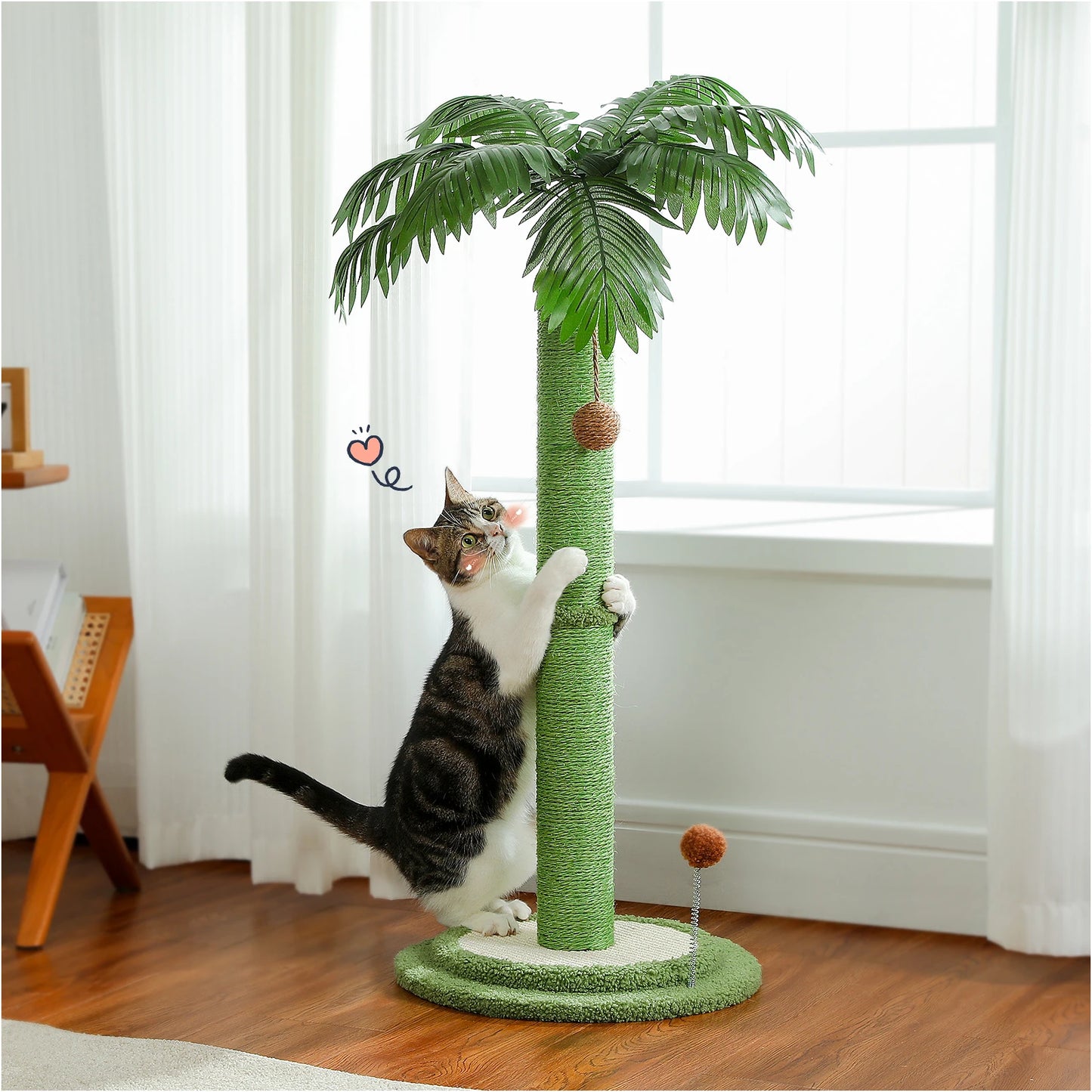 Cat Scratching Post with Interactive Covered Sisal Balls