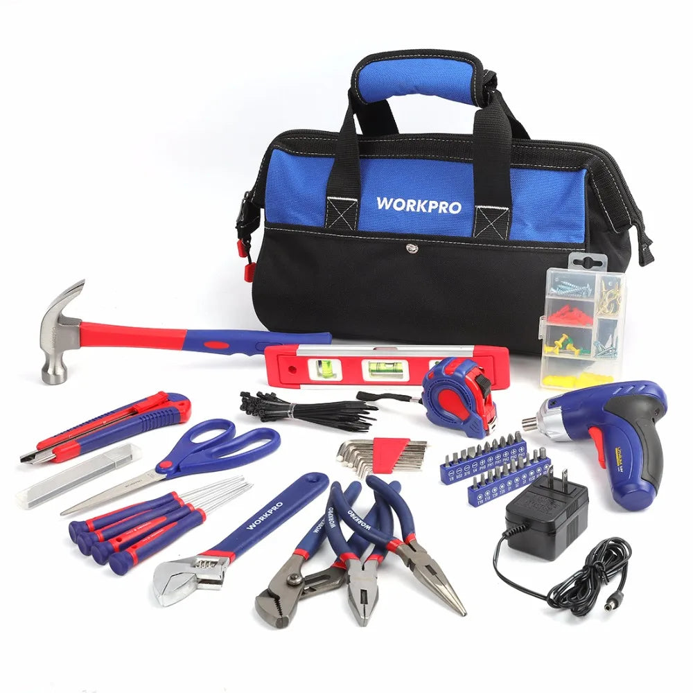 125-piece Home Repair Hand-Tool Bag, 3.6V Rechargeable Screwdriver