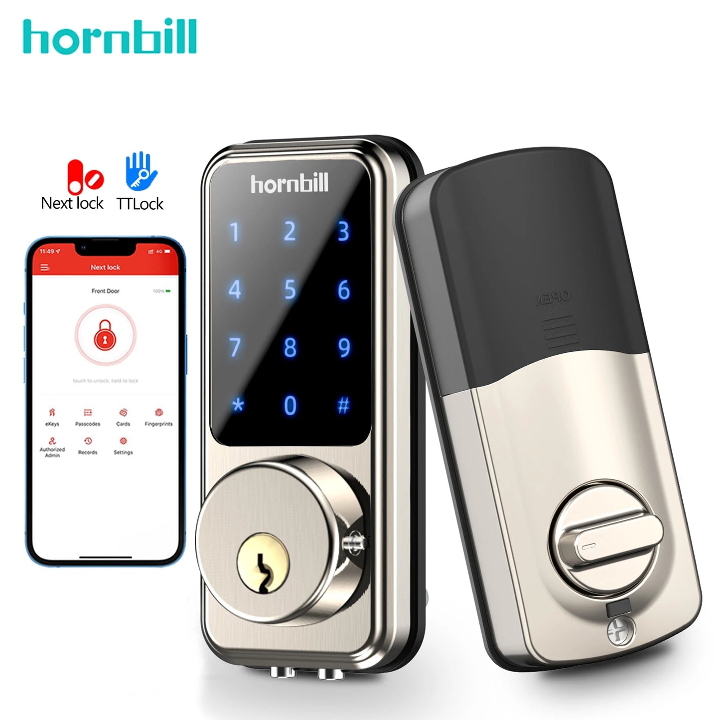 Smart Deadbolt Keyless-Entry Lock Digital-Keypad Bluetooth Security