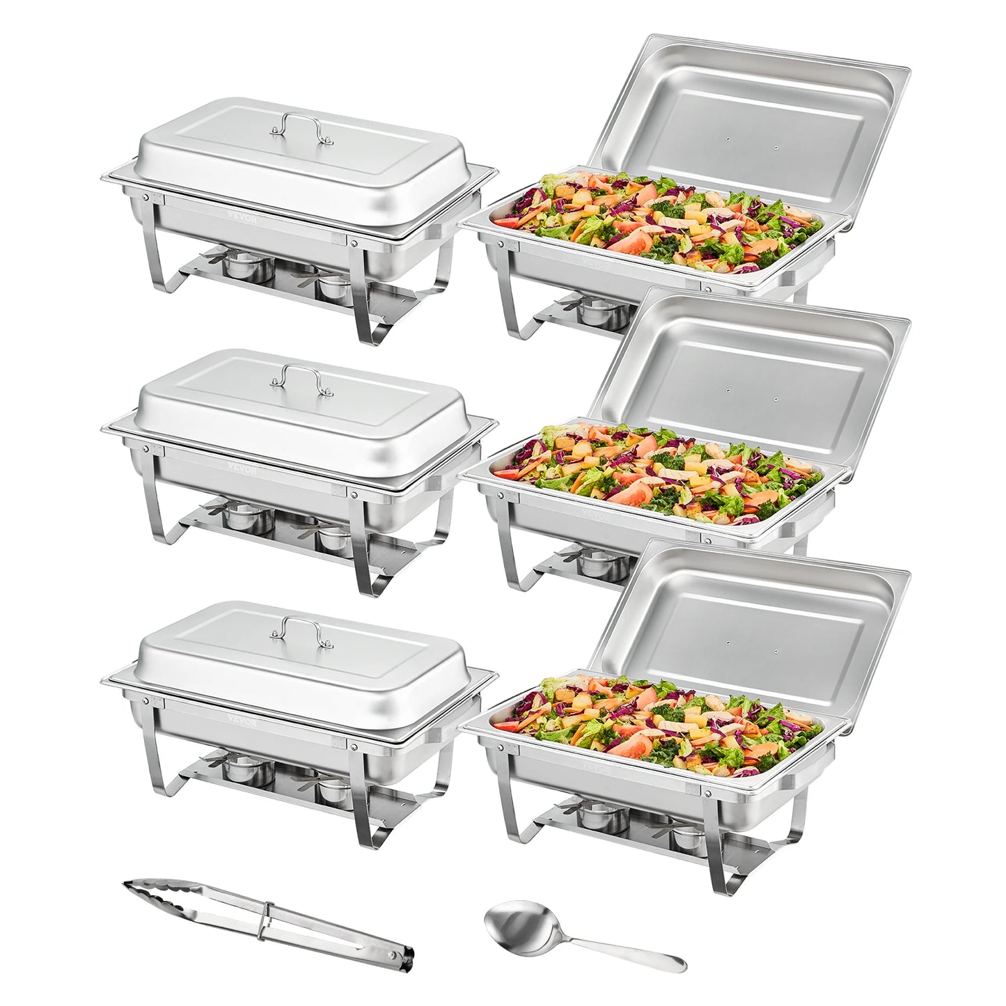 8QT Rectangle Chafing Dish 2/4/6 Packs w/Full-Size Pans