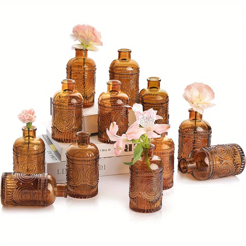 12-Pack Vintage Glass Bud Vases For Flowers