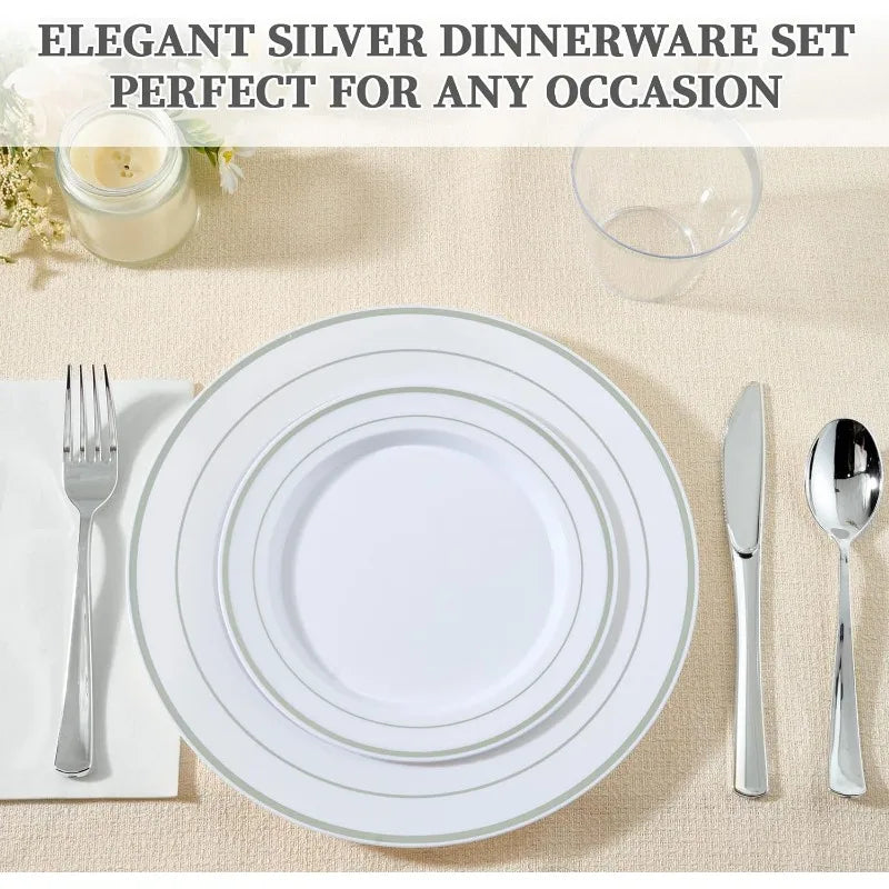 600pcs Dinnerware 100-Guests, Disposable Plates, Cups, tableware