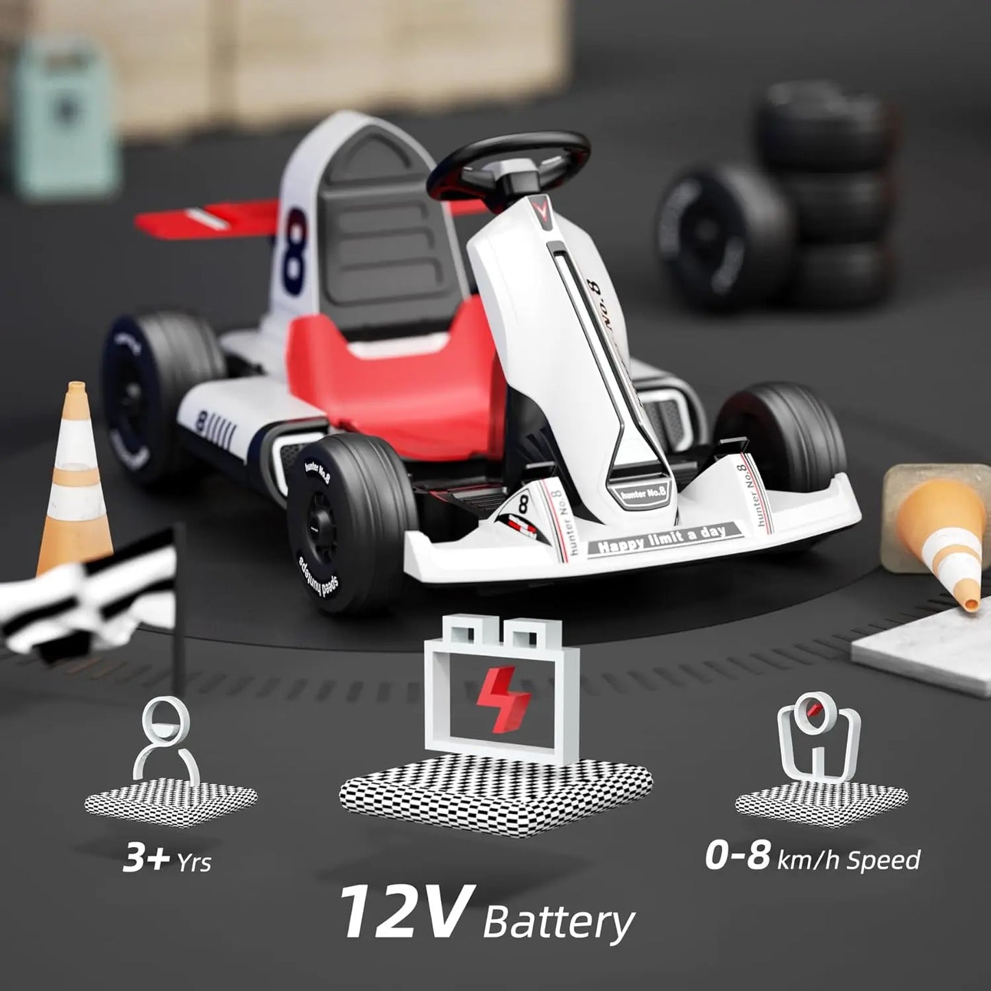 12V Battery Powered Go Kart/Drift Car for Kids 3+