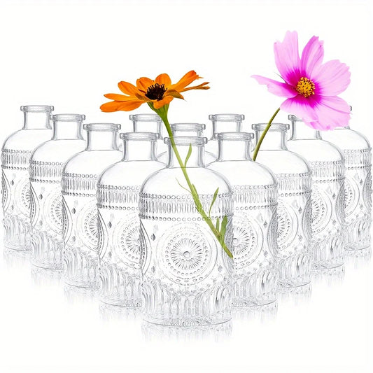 12-Pack Vintage Glass Bud Vases For Flowers