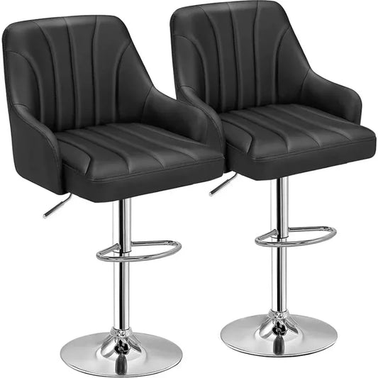 Set of 2 Adjustable Barstools, Counter Height, Back and Arm