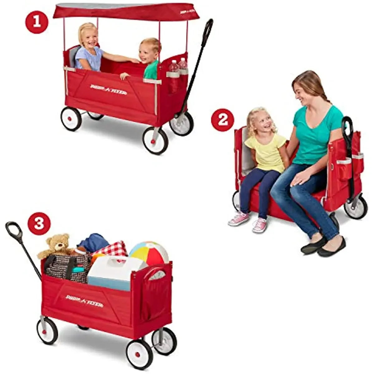 3-In-1 EZ-Folding Collapsible Wagon for Kids & Cargo