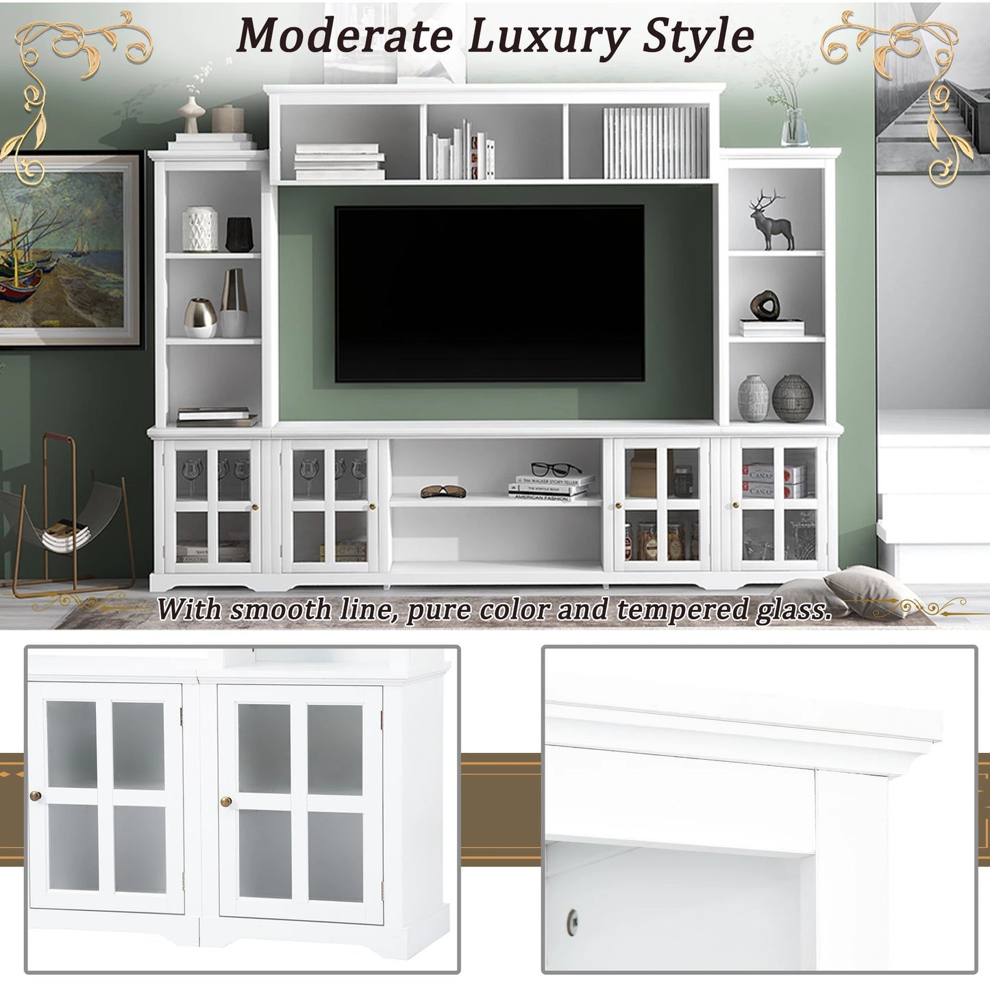 Minimalism Entertainment Wall Unit for TVs Up to 70"