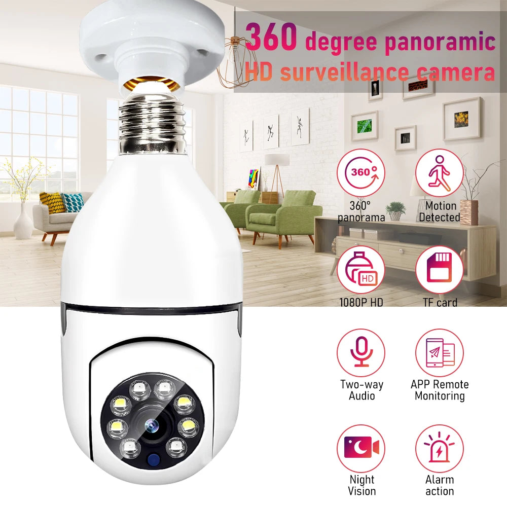 Wireless 360° 1080P IP E27 Light Bulb Surveillance Camera