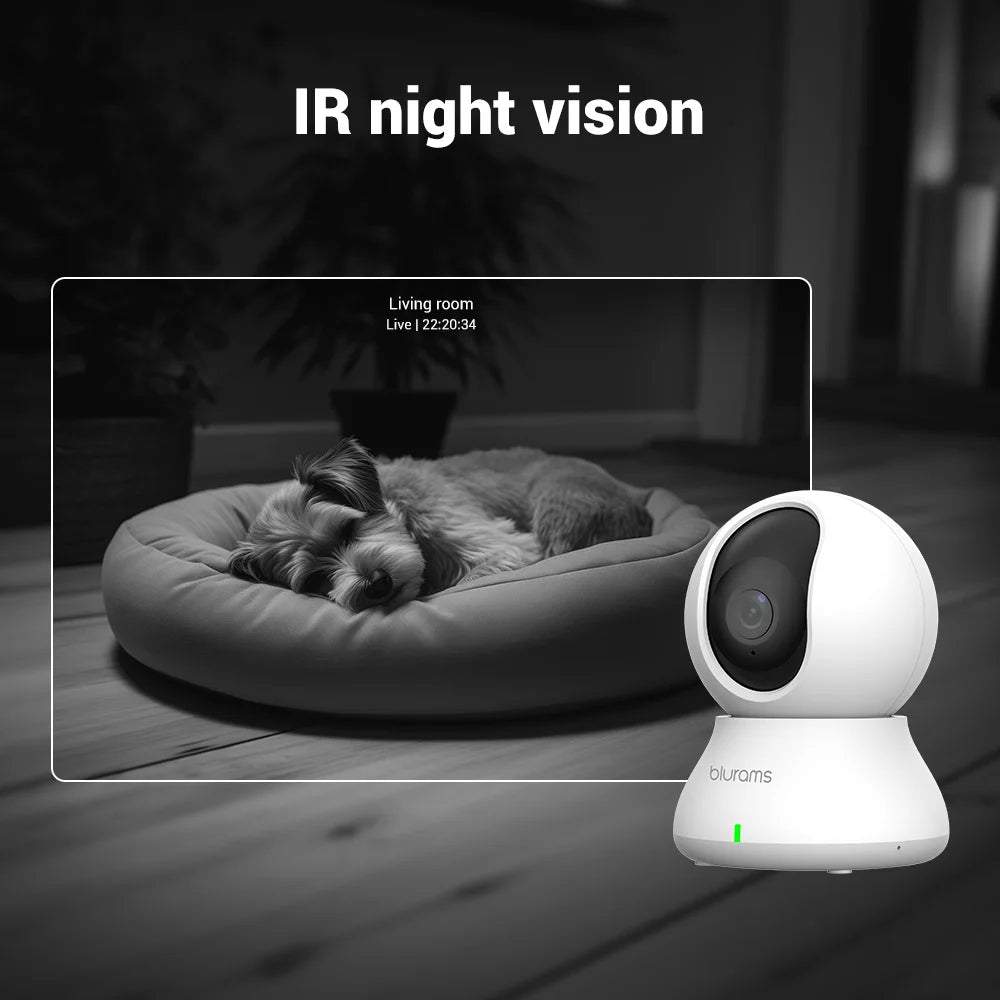 2.4GHz WiFi Indoor Camera, 360°-PTZ, Phone App, 2-Way Talk, Night Vision