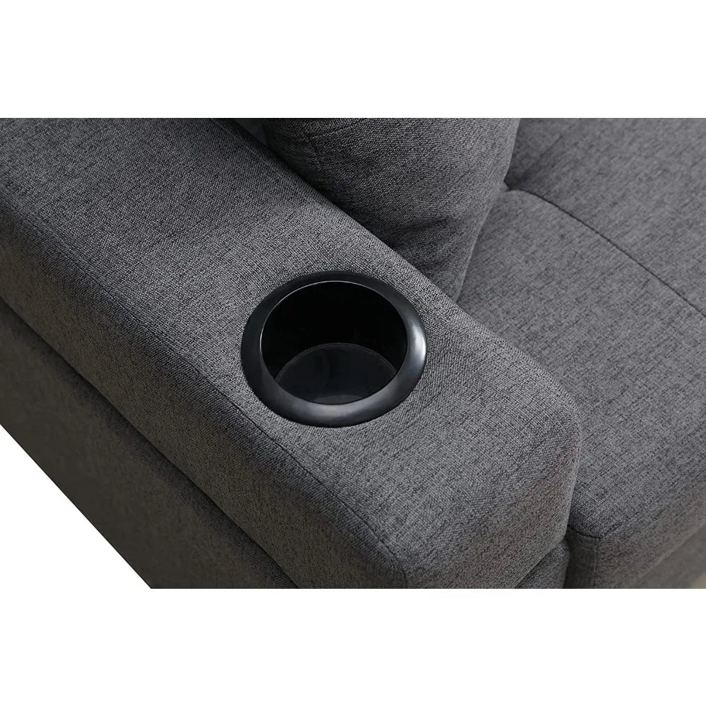 L-shaped modular sofa, ottoman, convertible corner, grey