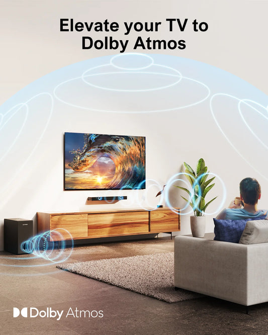 2.1-Soundbar with Dolby Atmos, Surround Sound, Bluetooth