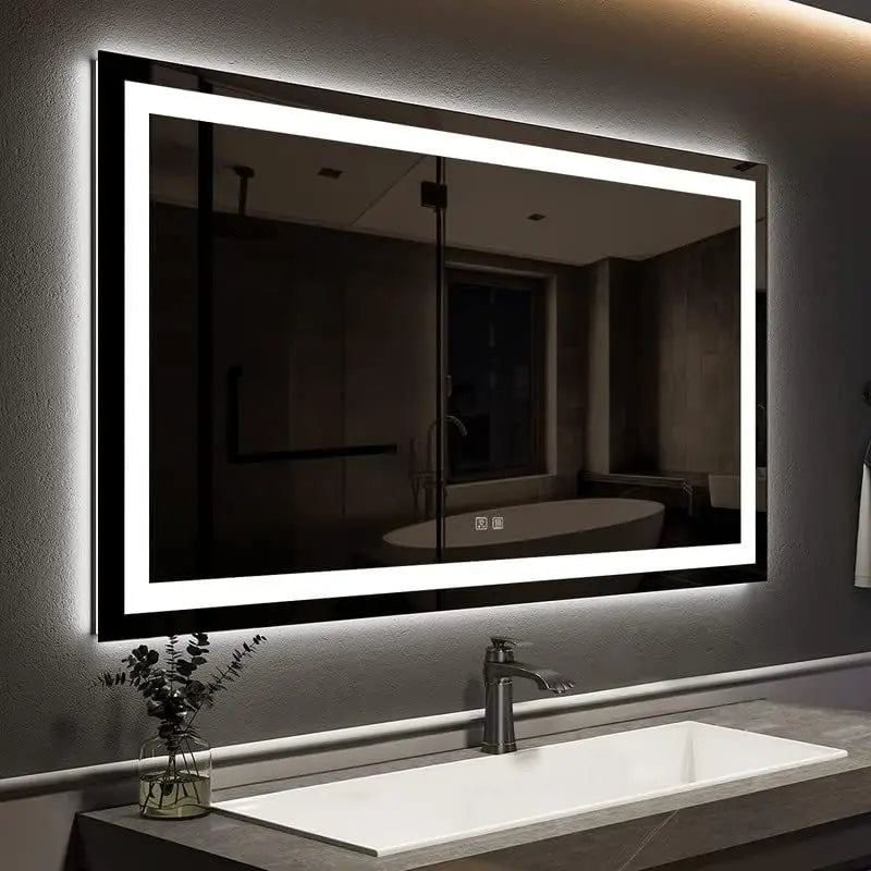 48x36 Inches LED Bathroom Mirror, Anti-Fog, 3-Color, Dimmable Light