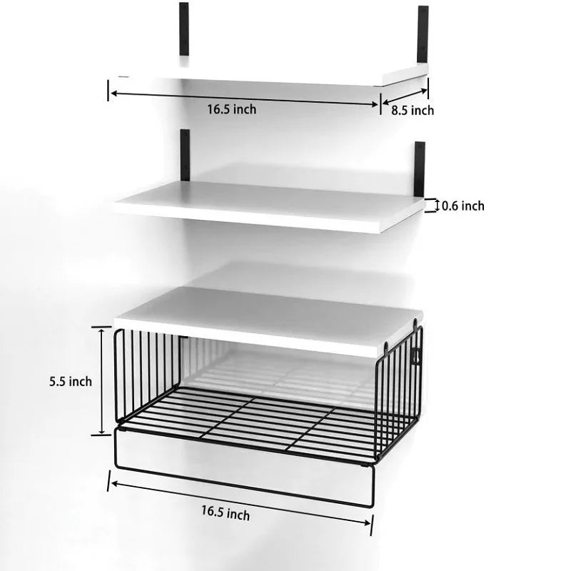 Wall-Mounted Floating Shelves, 3-Set Wood for Bathroom, Bedroom