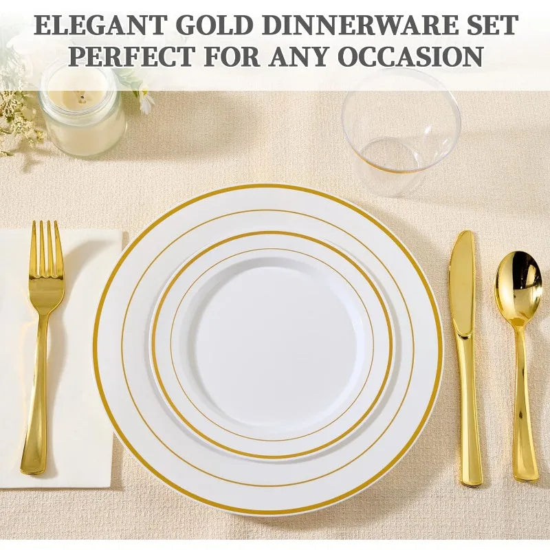 600pcs Dinnerware 100-Guests, Disposable Plates, Cups, tableware