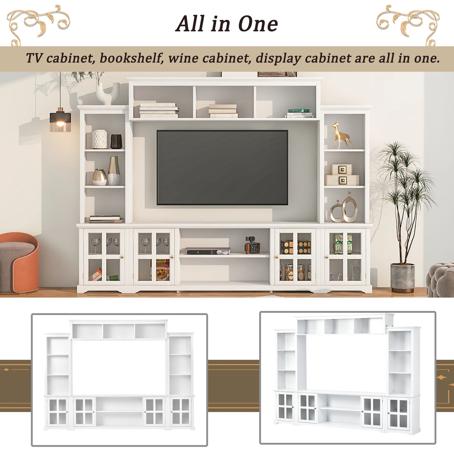 Minimalism Entertainment Wall Unit for TVs Up to 70"