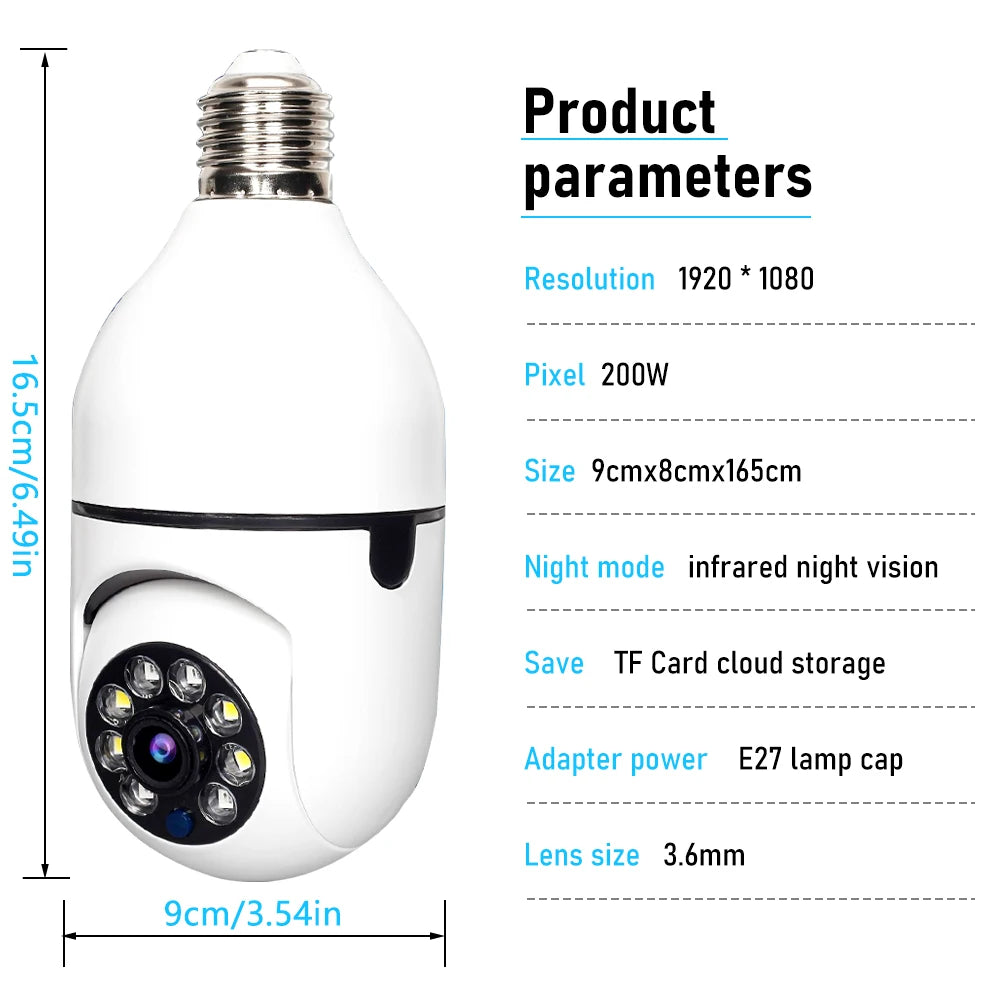 Wireless 360° 1080P IP E27 Light Bulb Surveillance Camera