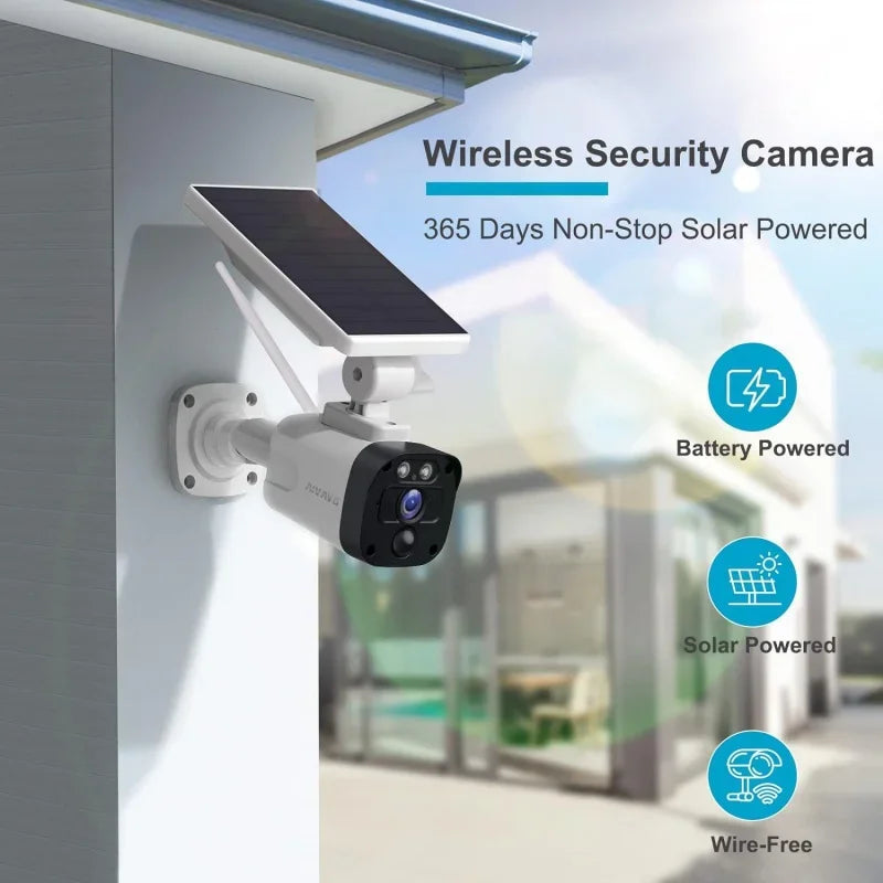 Solar wireless home security 4-camera outdoor system night-vision