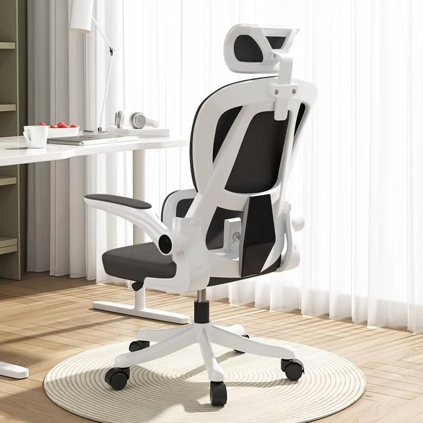 Computer Office High-Back Ergonomic Chair Lumbar-Support Adjustable-Headrest