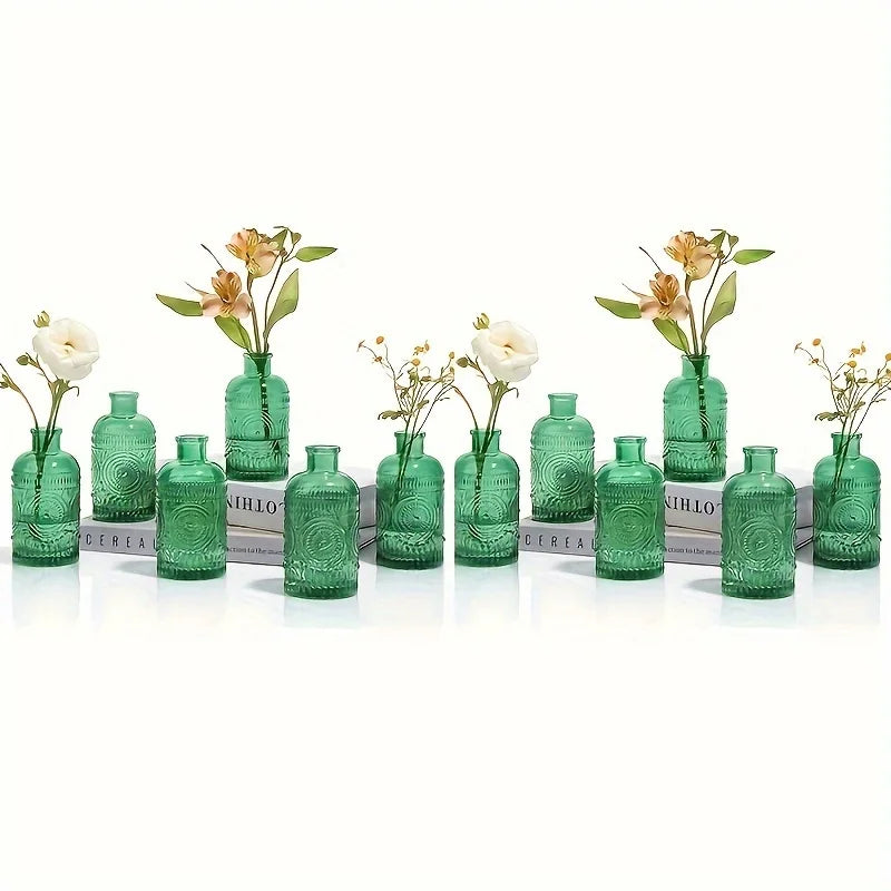 12-Pack Vintage Glass Bud Vases For Flowers