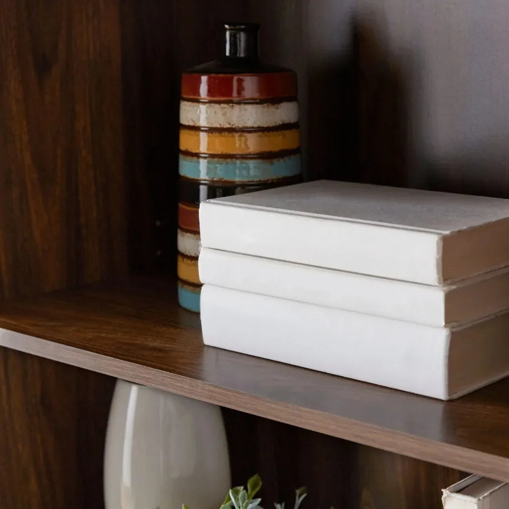 5-Shelf Bookcase Adjustable Shelves, Canyon Walnut Open Storage