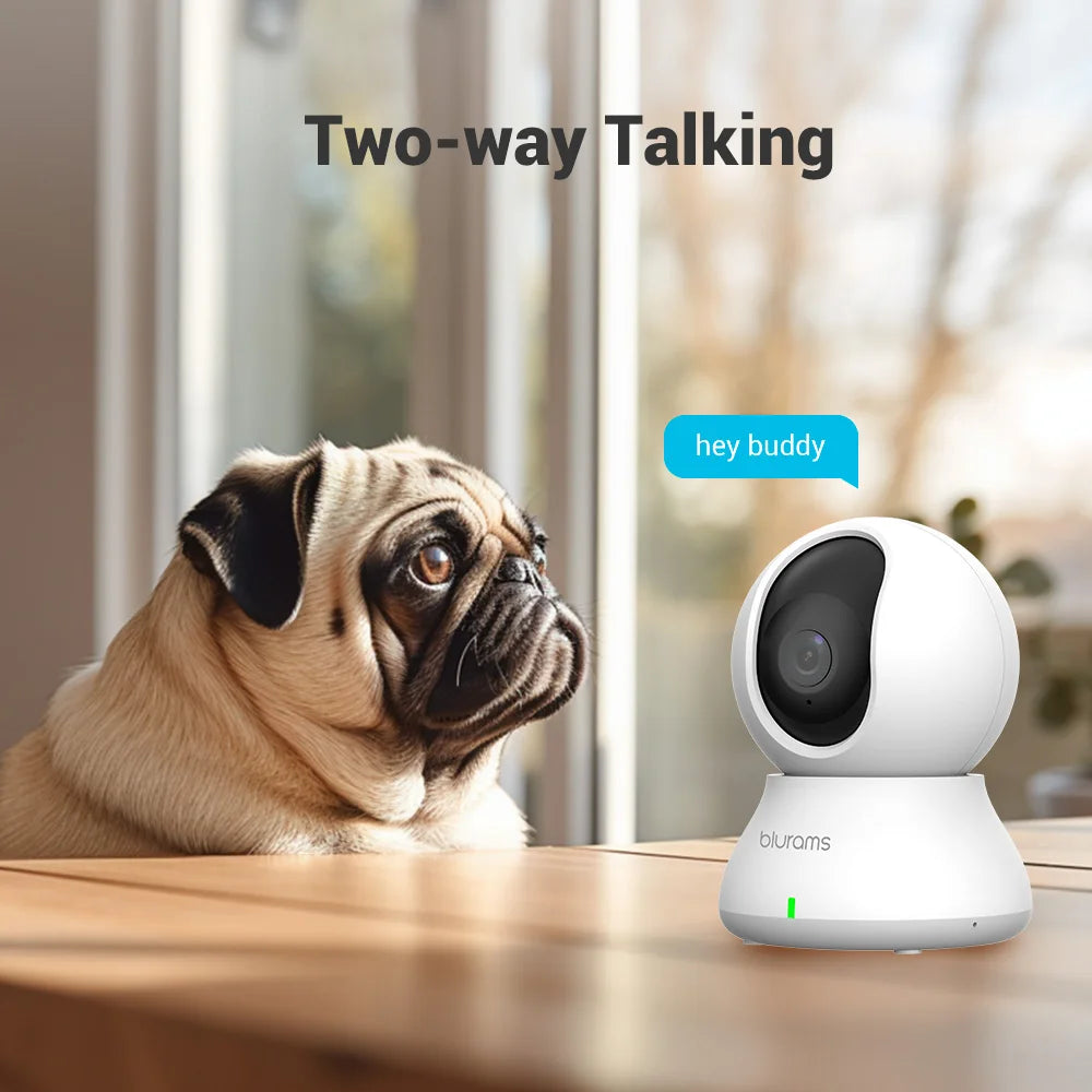 2.4GHz WiFi Indoor Camera, 360°-PTZ, Phone App, 2-Way Talk, Night Vision