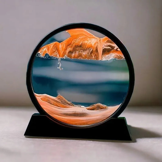 3D Hourglass Moving Sand Art, Round Glass, Sea Sandscape