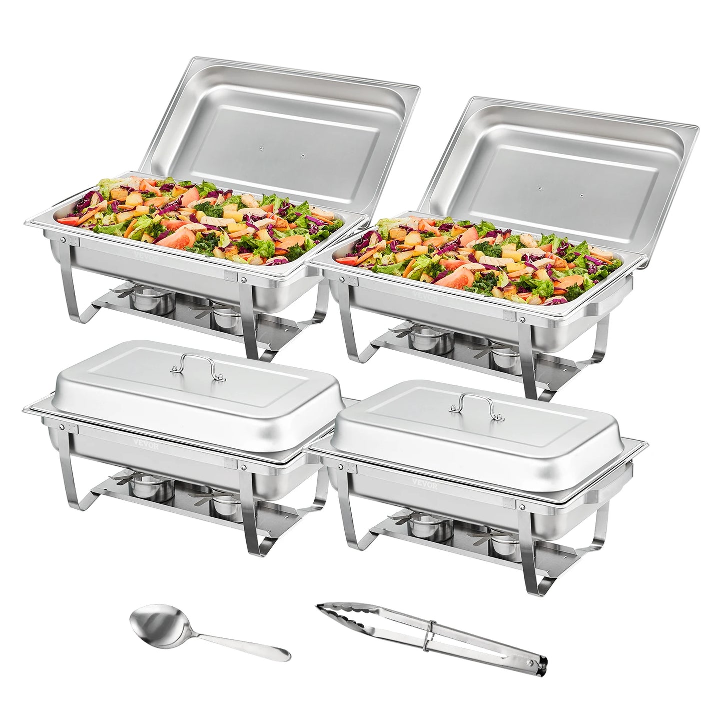 8QT Rectangle Chafing Dish 2/4/6 Packs w/Full-Size Pans