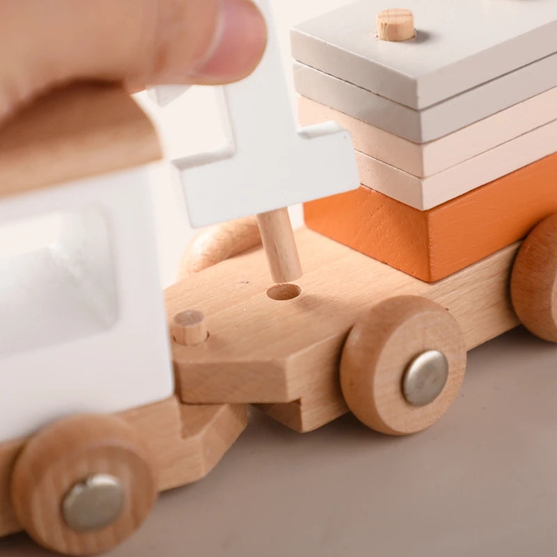 Wooden Birthday Train, Baby Educational Toy Trolley