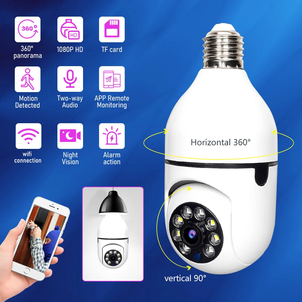 Wireless 360° 1080P IP E27 Light Bulb Surveillance Camera