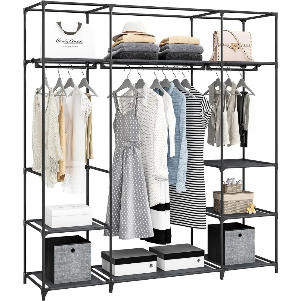 64in Portable Closet Wardrobe for Bedroom Freestanding Storage