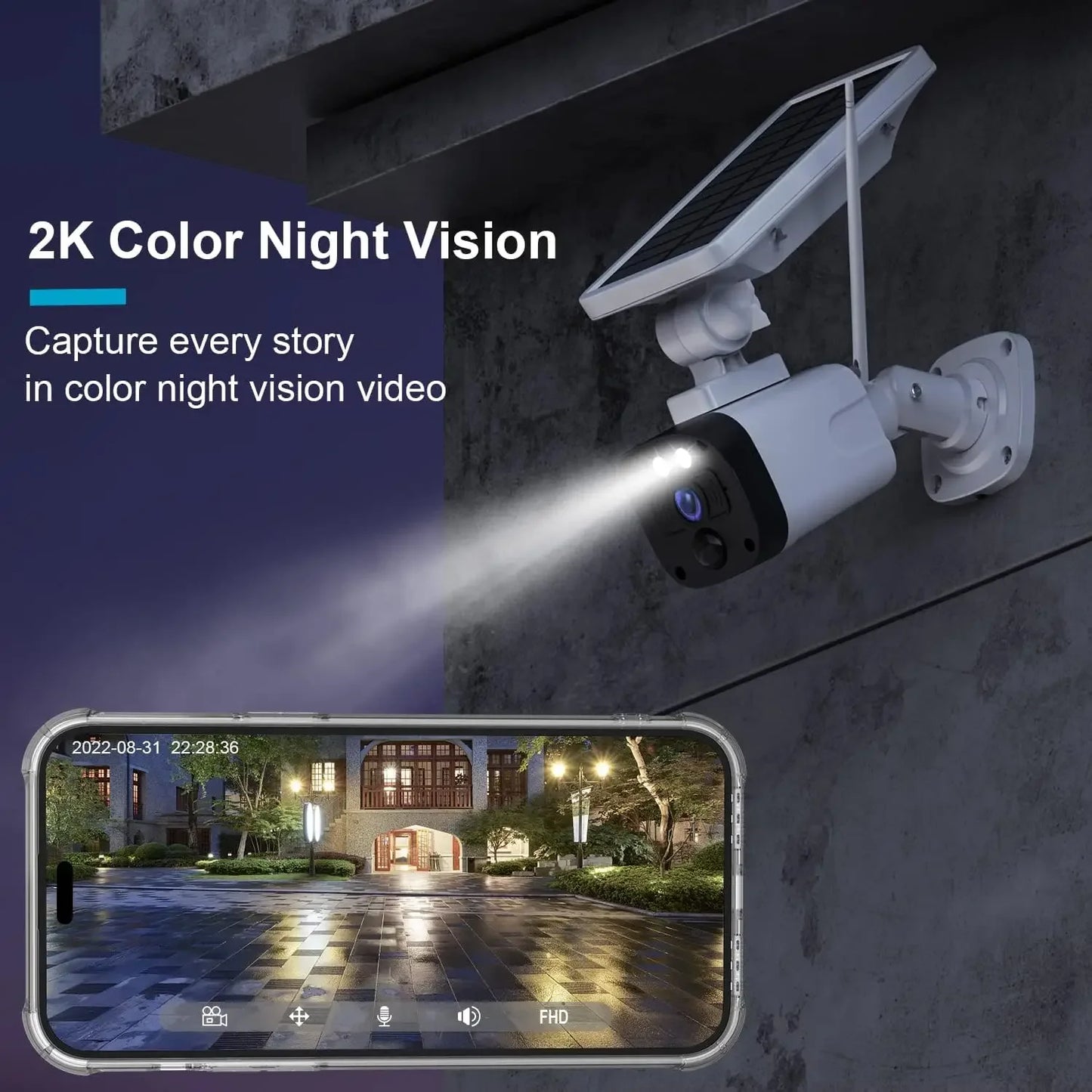 Solar wireless home security 4-camera outdoor system night-vision