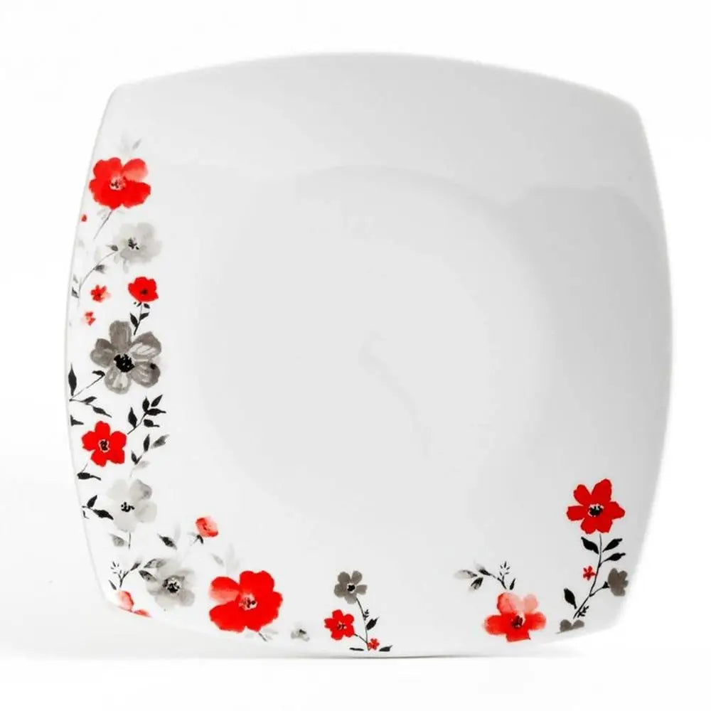 16pc Round-Square Floral Ceramic Dinnerware Set for 4