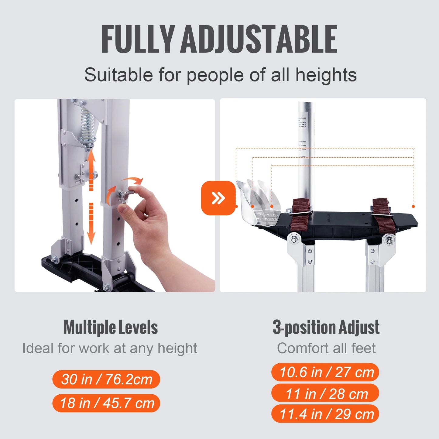 Drywall Stilts 18''-30''/36''-50'' Adjustable Aluminum Tool Stilts